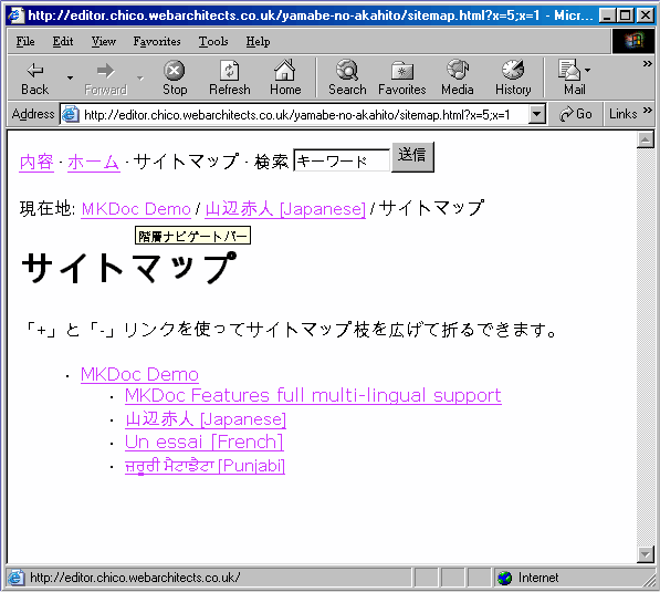 MKDoc sitemap in Japanese.