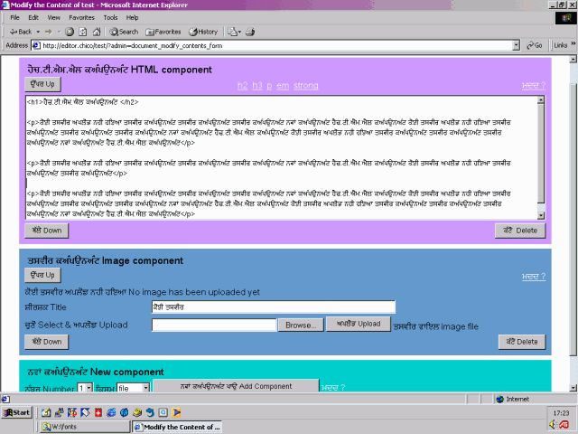 Screen shot of the MKDoc editor interface in punjabi.